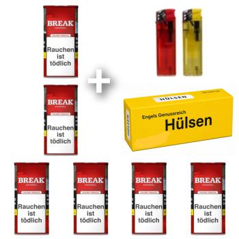 6 x Break Volumen Tabak Rot á 85g + Hülsen nach Wahl