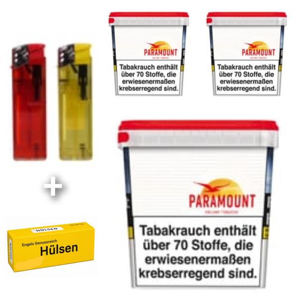 3 x Paramount Volumen Tabak Rot á 220g + Hülsen nach Wahl