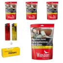 4 x Winston Volumen Tabak Rot á 95g + Hülsen nach Wahl